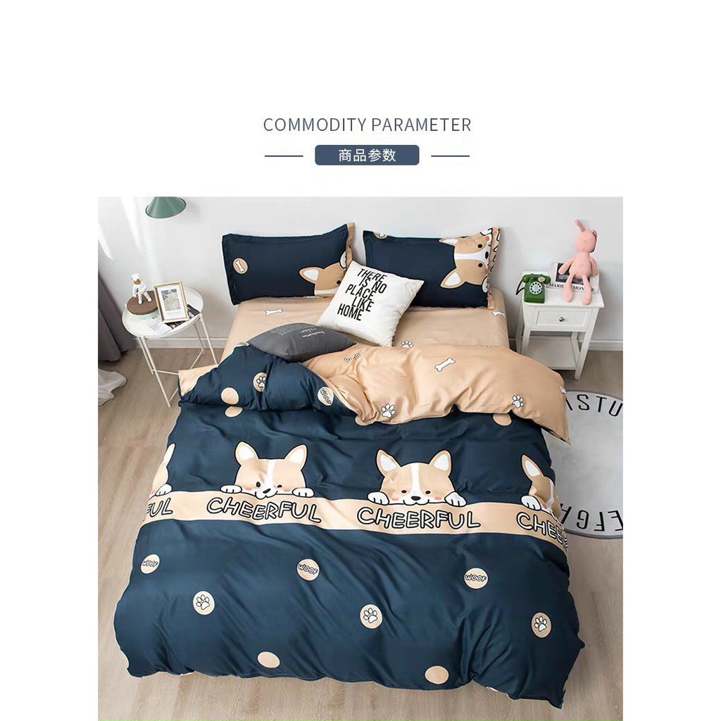 Bộ chăn ga gối Cotton poly M2T bedding Cún yêu, vỏ chăn mền, drap nệm và 2 vỏ gối | BigBuy360 - bigbuy360.vn