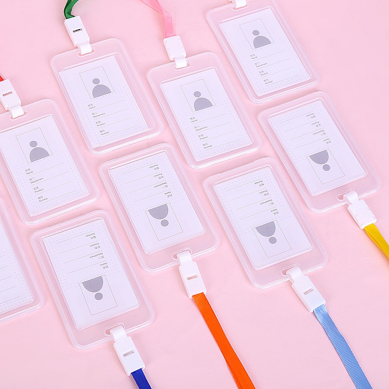 Dây đeo thẻ, bảng tiên nhân viên, học sinh, sinh viên loại thẻ dọc, màu trong suốt