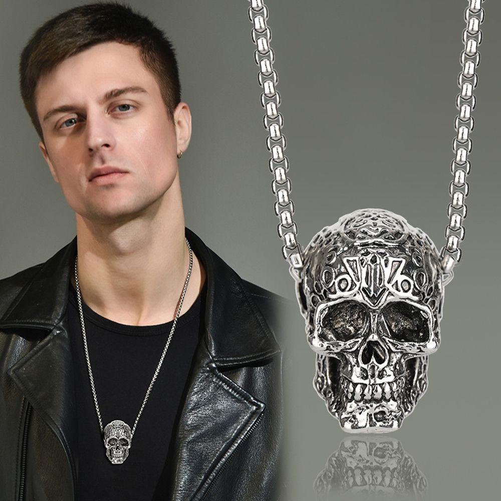 Vòng cổ Inox Hình Đầu Lâu VANES1 Phong Cách Boho Sáng Tạo Cho Nam