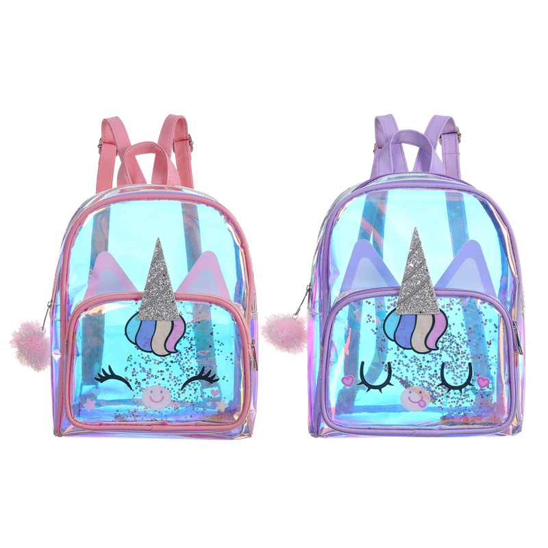 Ba Lô TPU Trong Suốt Họa Tiết Kỳ Lân Xinh Xắn Dành Cho Bé