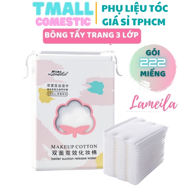 Bông tẩy trang COTTON LAMEILA TÚI 222 miếng 3 lớp - Làm sạch lớp trang điểm makeup hiệu quả bông nội đia Trung