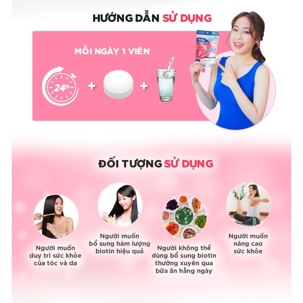 Viên Uống DHC Biotin Ngăn Rụng Tóc Sustained Release Biotin 30 Ngày (Gói 30 Viên)