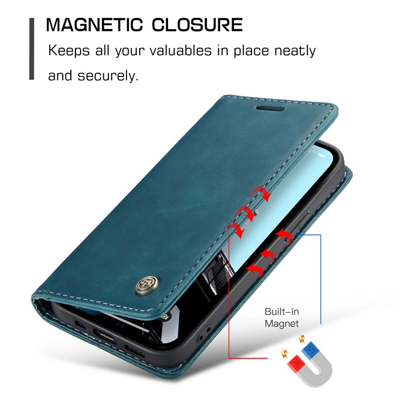 Bao Da Điện Thoại Nắp Lật Hít Nam Châm Mềm Kiêm Ví Đựng Thẻ Kiểu Doanh Nhân Cho iphone 15 14 13 12 mini plus Vỏ