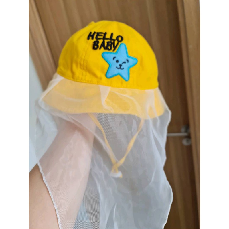 Mũ nón bucket kèm khăn voan chống bụi cho bé 6-18 tháng ngôi sao
