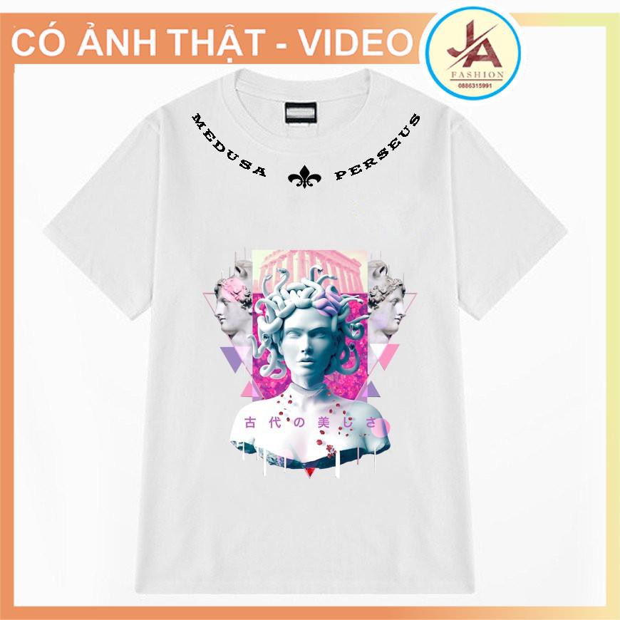 Áo thun tay lỡ tượng medusa hoa nhiều màu , áo phông unisex nam nữ JASHOP