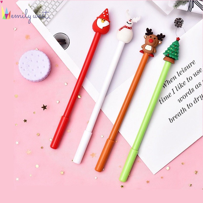 1 Bút Bi Họa Tiết Người Tuyết / Cây Thông / Ông Già Noel Hoạt Hình Sáng Tạo Dễ Thương