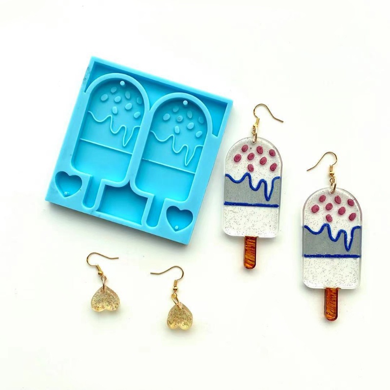 Khuôn Silicone Làm Bông Tai Bằng Nhựa Resin Pha Lê UV DIY