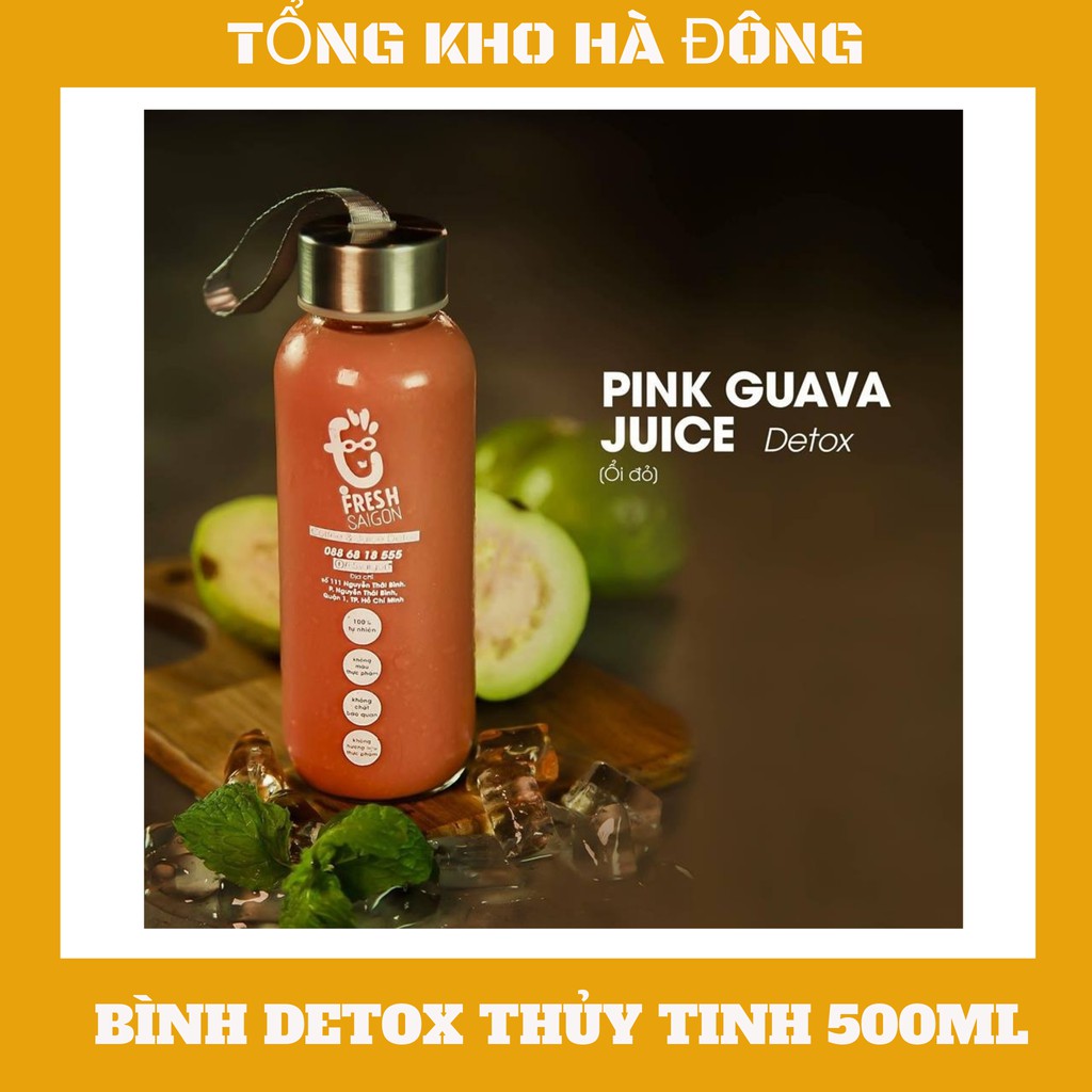 BÌNH DETOX THỦY TINH 500ML CÓ QUAI XÁCH