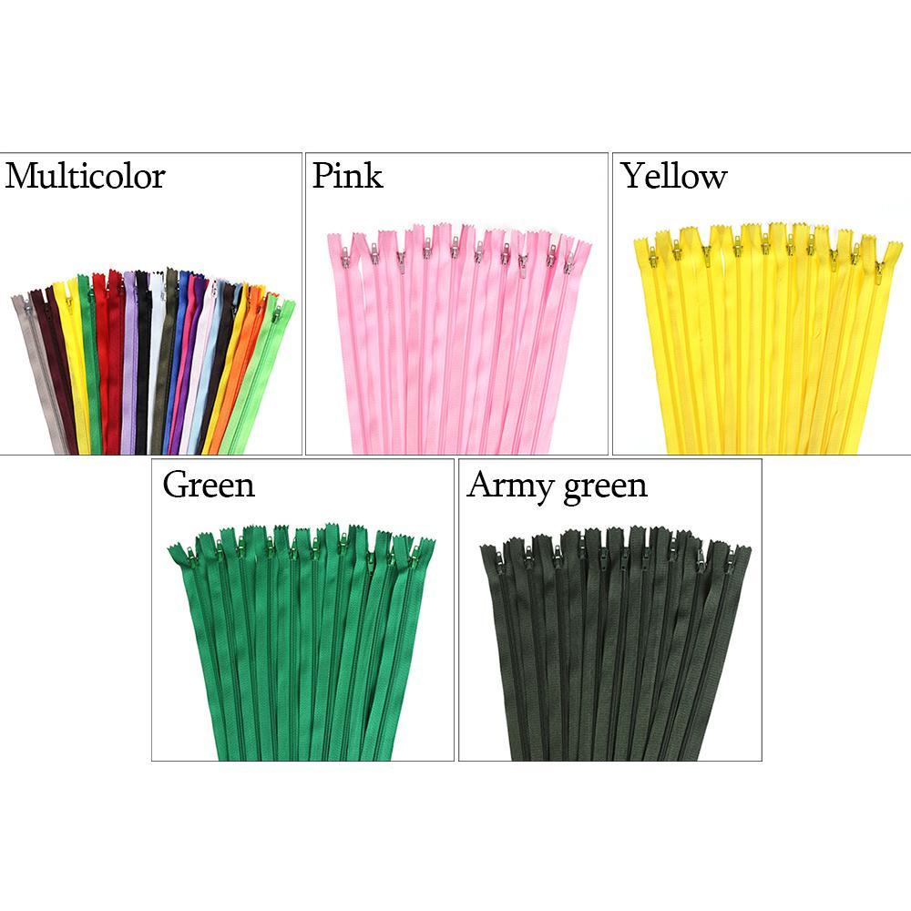 Set 10 Dây Kéo Nylon Nhiều Màu Sắc May Quần Áo DIY