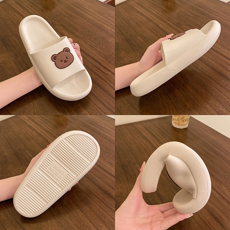 ❌HÀNG NHẬP KHẨU❌Dép quai ngang unisex hình gấu thời trang ulzzang bánh mỳ độn đế 4 cm siêu êm siêu nhẹ siêu êm A110 CUTE