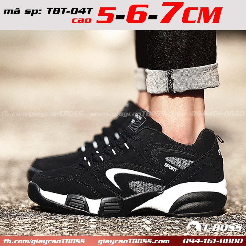 MẪU MỚI 2021 - giày Thể Thao tăng chiều cao nam độn đế 5cm - 6cm - 7cm, TBT-04T - GIÀY CAO T-BOSS