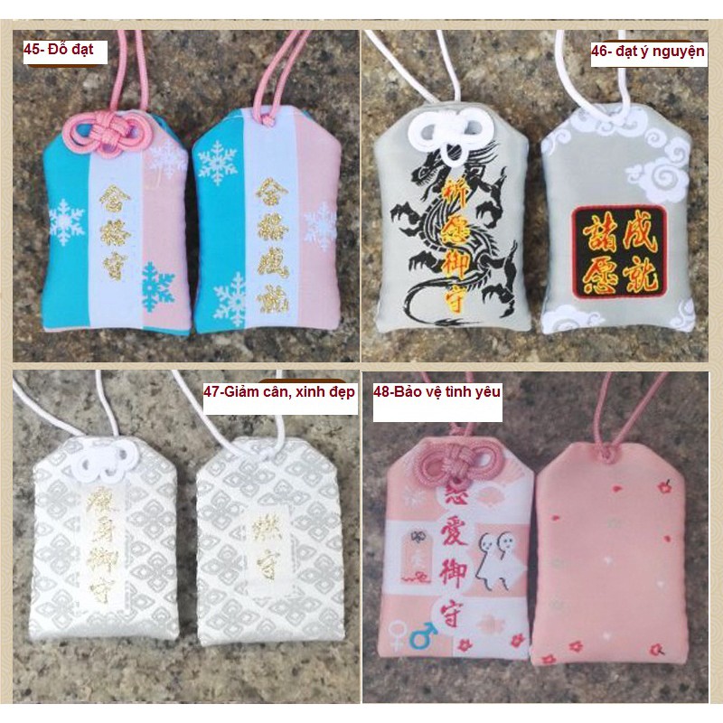 Túi Phước May Mắn Omamori Bọc Vỏ Silicon tặng Đá Ngũ Sắc