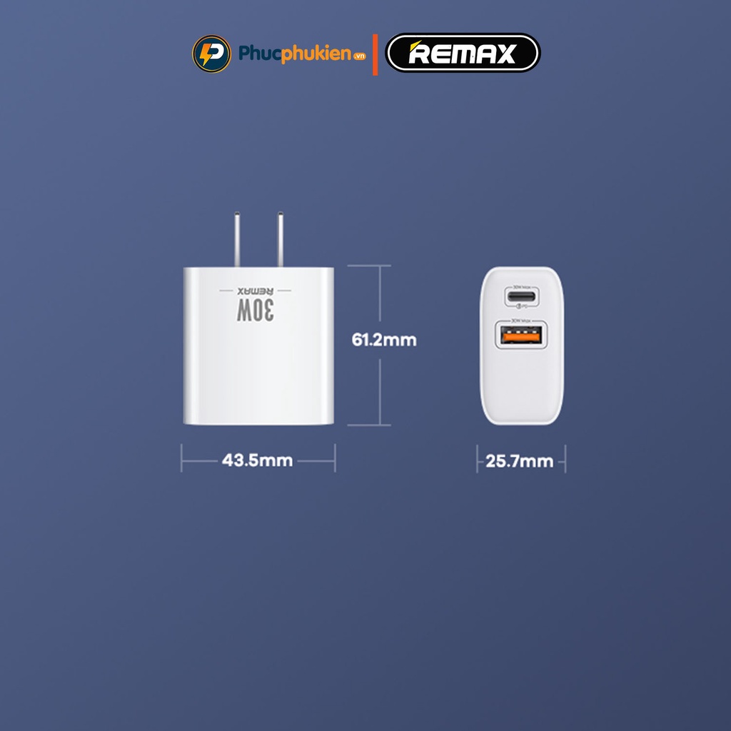 Củ sạc nhanh iPhone 30w chính hãng Remax U82 hỗ trợ sạc nhanh iPhone 13 seri và iPad Macbook Phúc Phụ Kiện HCM