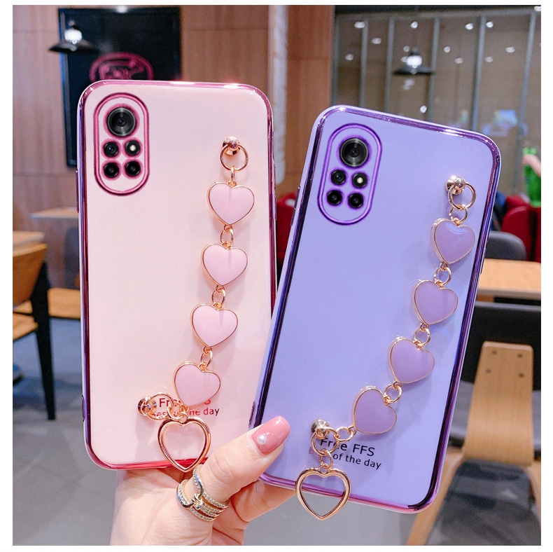 Casing Samsung A12 A32 A72 A52 A7 A8 2018 A10S A20S A10 A50 A50S A30S A70 A71 A51 A31 A11 M11 A21S Heart Shape Bracelet Anti-fall Soft Shockproof Phone Case