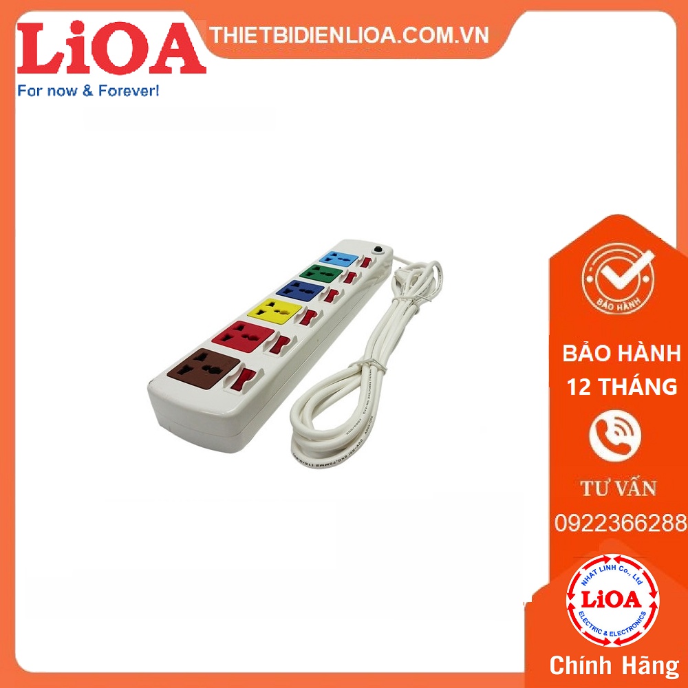 Ổ Cắm Điện 3 Chấu Đa Năng LIOA 6 Ổ Cắm 6 Công Tắc Công Suất 2000W - 6DOF32N / 6DOF32WN