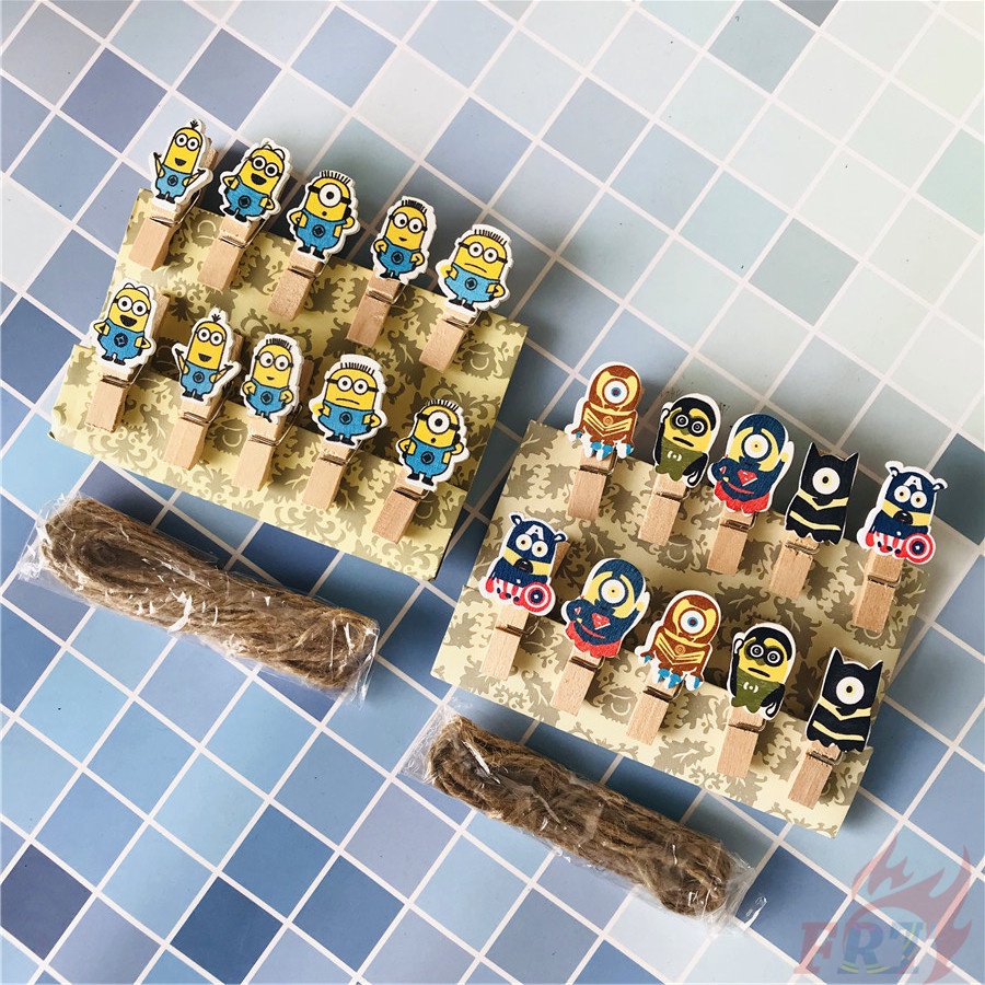 ✨ Văn Phòng Phẩm - Kẹp Gỗ Minions Hoạt Hình ✨ Set 10 Kẹp Gỗ Mini 3.5*0.7cm Dùng Để Kẹp Ảnh Trang Trí Thủ Công