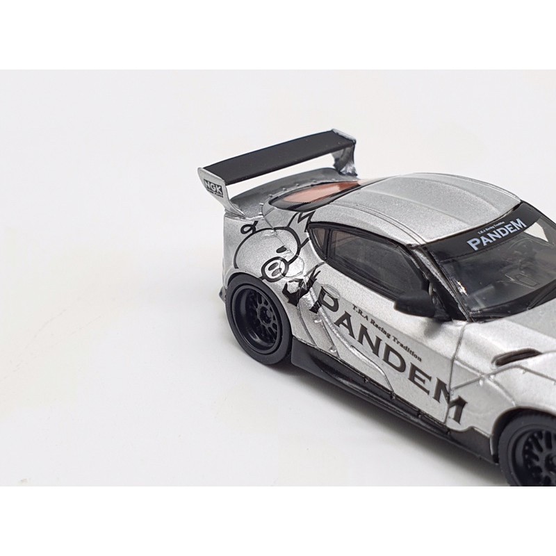 Xe Mô Hình Pandem Toyota GR Supra V1.0 Silver LHD 1:64 MiniGT (Xám)