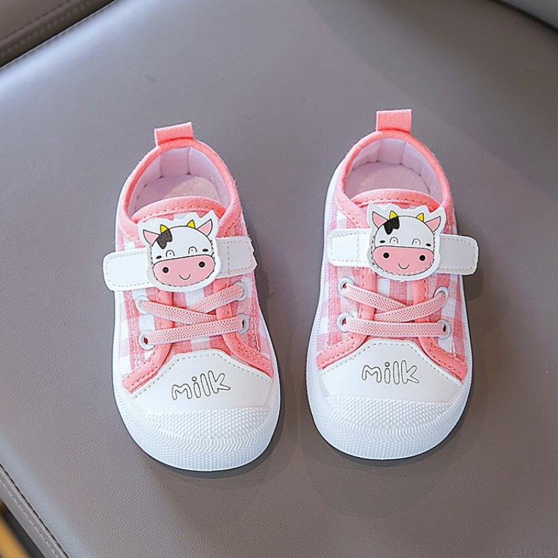Giày Thể Thao Canvas Thoáng Khí Chống Trượt Họa Tiết Hoạt Hình Cho Bé Gái