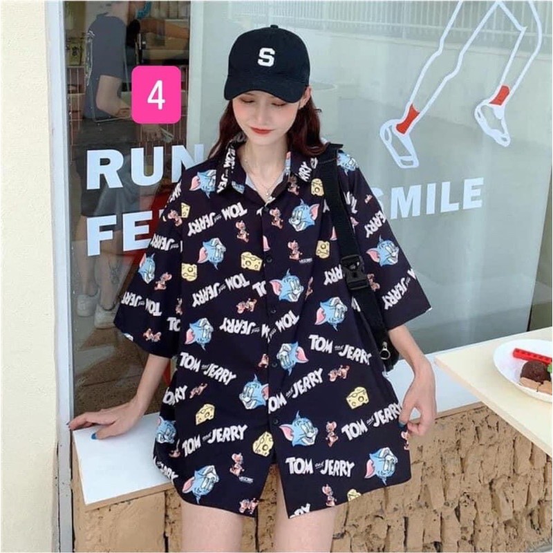 Áo sơ mi hoạ tiết hot trend cá tính cổ sơ mi phom rộng ngắn tay chất liệu mát mẻ loại đẹp phong cách Ulzzang Hàn Quốc | BigBuy360 - bigbuy360.vn