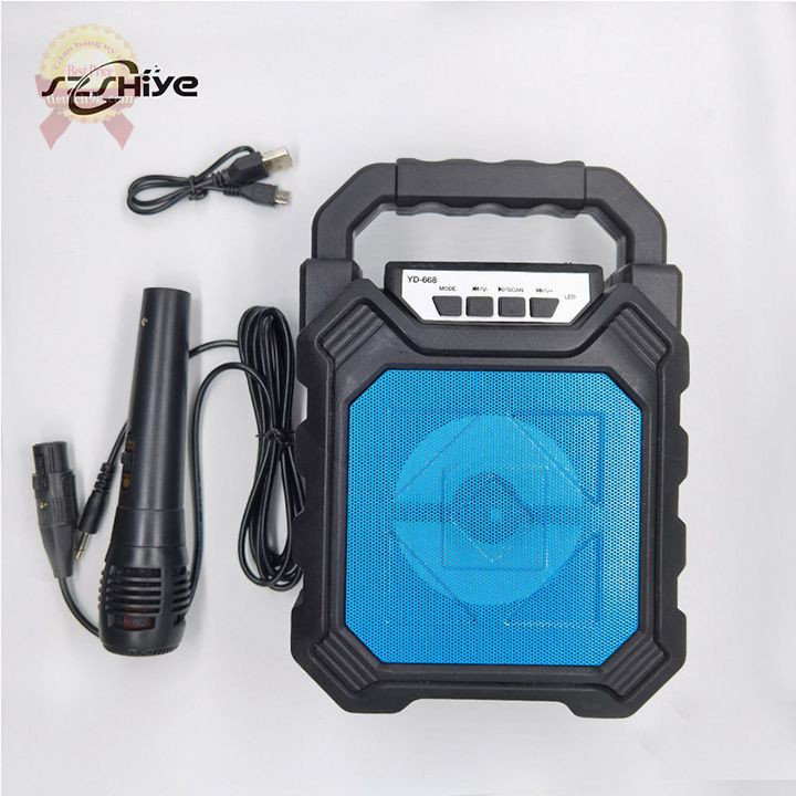 Loa Bluetooth hát karaoke U668 xách tay kèm mic nhỏ gọn di dộng không dây mini có quai cầm đèn led