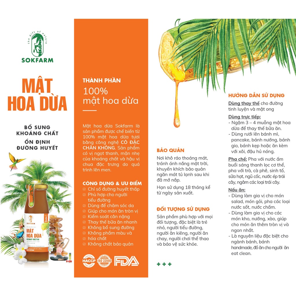 Mật hoa dừa 250g thuần chay, thuần thực vật