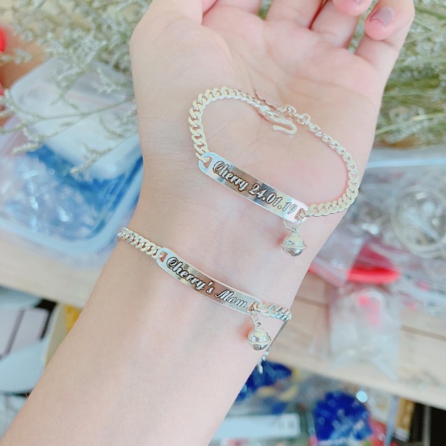 Lắc khắc tên theo yêu cầu cho bé mix chuông bạc ta