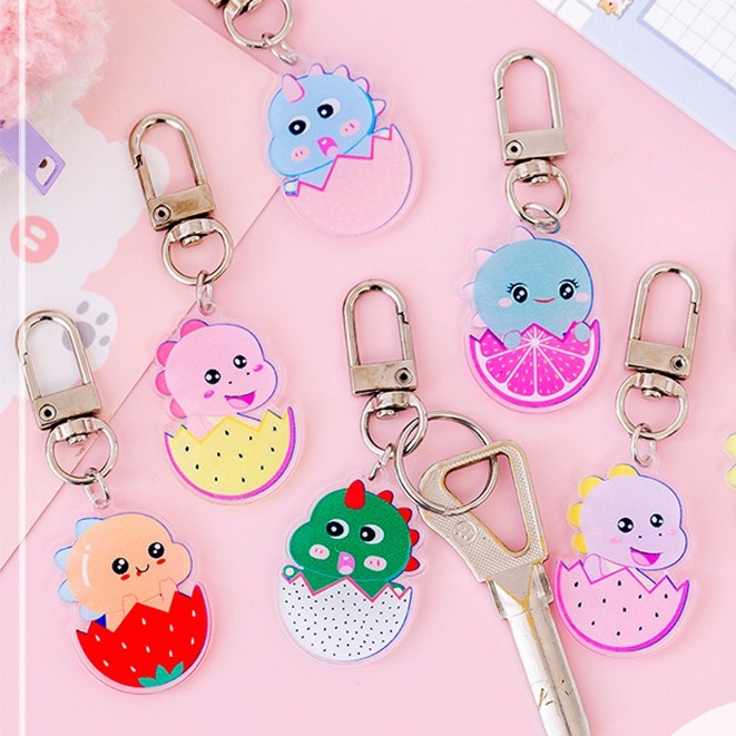 Móc khóa khủng long siêu đáng yêu, chất liệu nhựa mica - móc khóa dễ thương xinh xắn