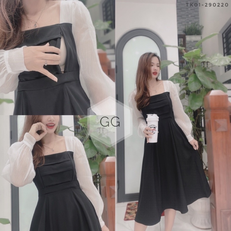 Váy Tiểu Thư Phối Voan Ánh Cho Con Bú TK01 TK04