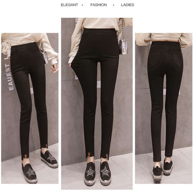 Quần skinny jean thun big size màu đen ống viền size 70-80kg