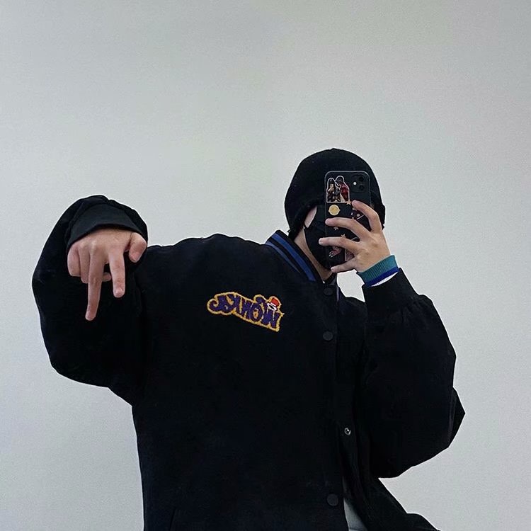 Áo khoác bomber thêu chữ phong cách thời trang nam nữ