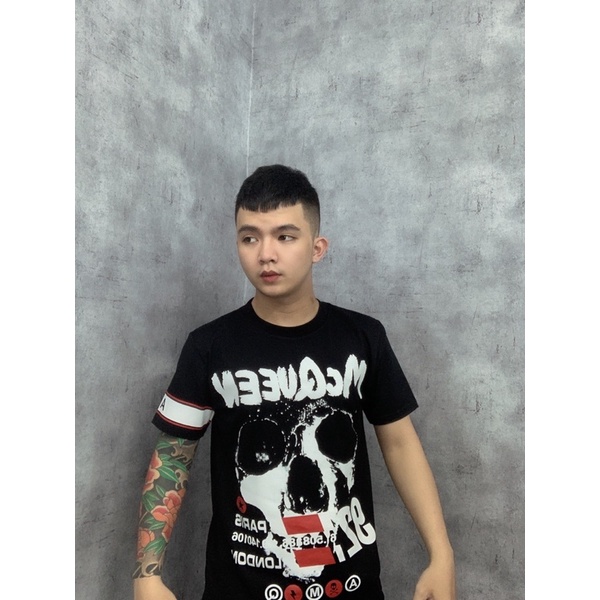 Áo Phông Nam MC Queen in hoạ tiết, chất thun cotton 4 chiều dày dặn