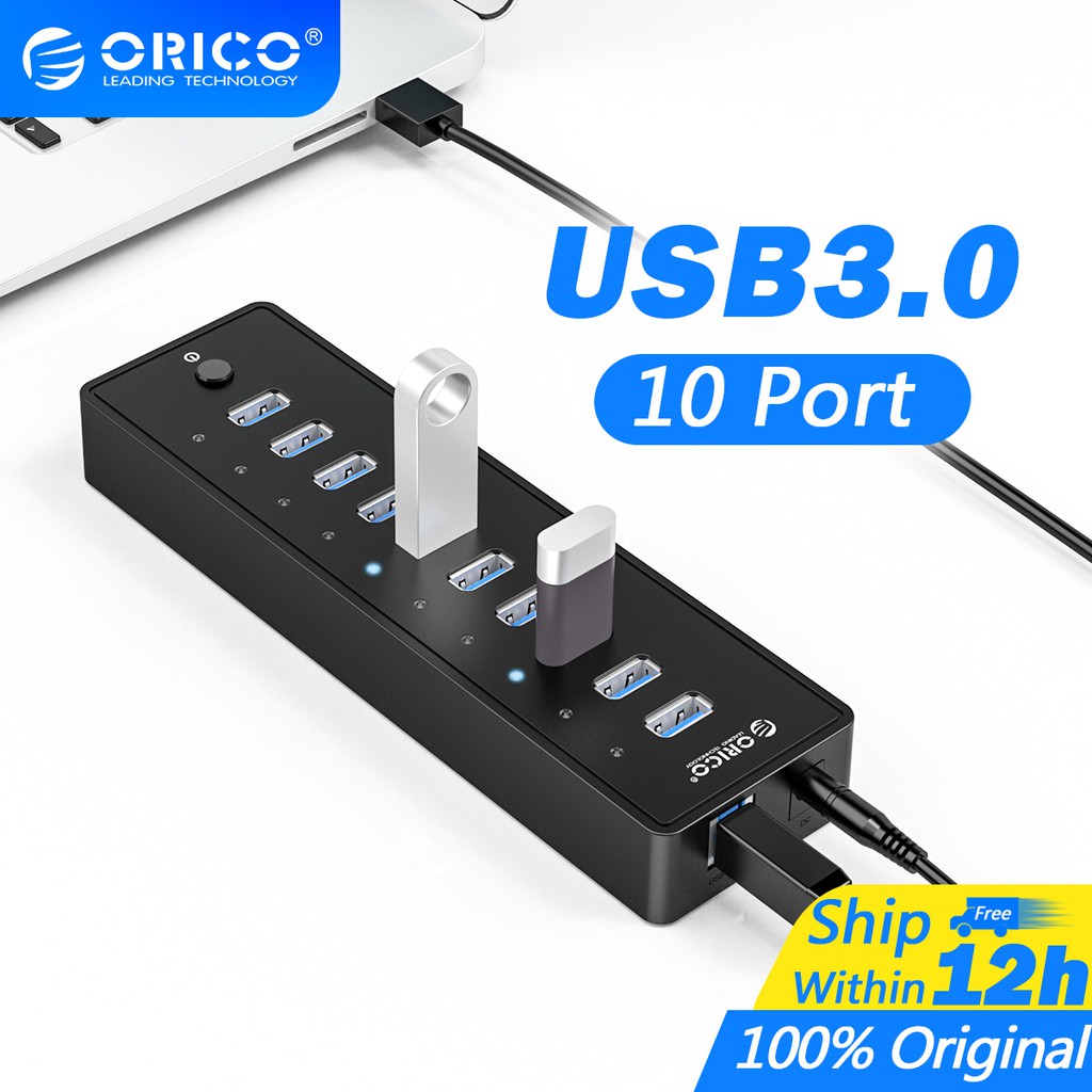 [ORICO] Bộ đổi nguồn 10 cổng USB 3.0 Hub 30W và  Thiết bị kết nối đa cổng cắm (P10-U2）