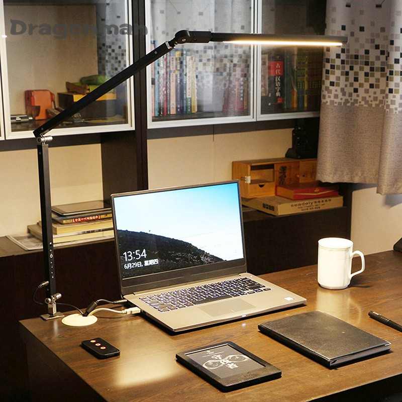 Swing Arm LED Desk Lamp with Clamp Dimmable Table Light for Study Reading Work Office