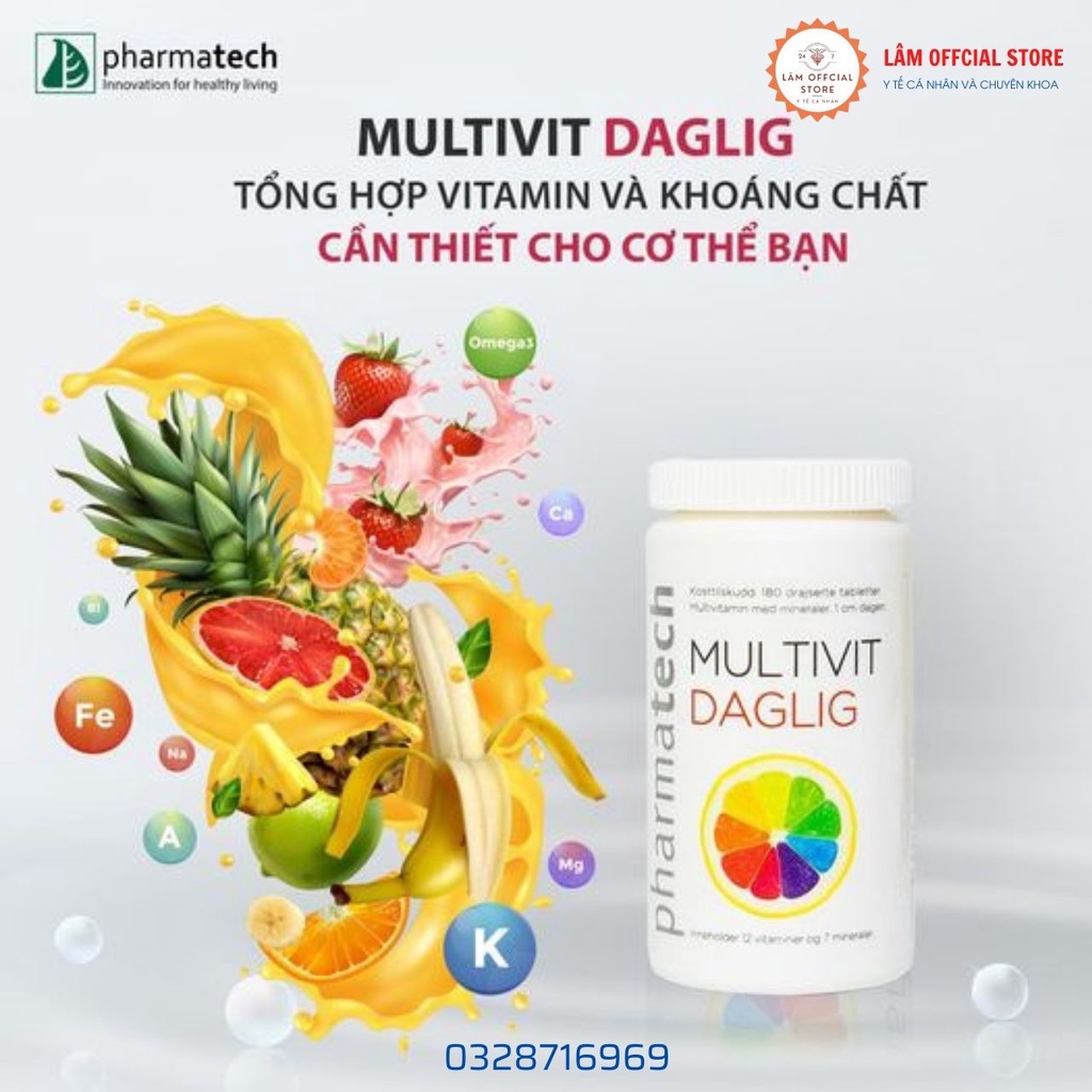 Viên uống bổ sung vitamin và khoáng chất Pharmatech Multivit Daglig