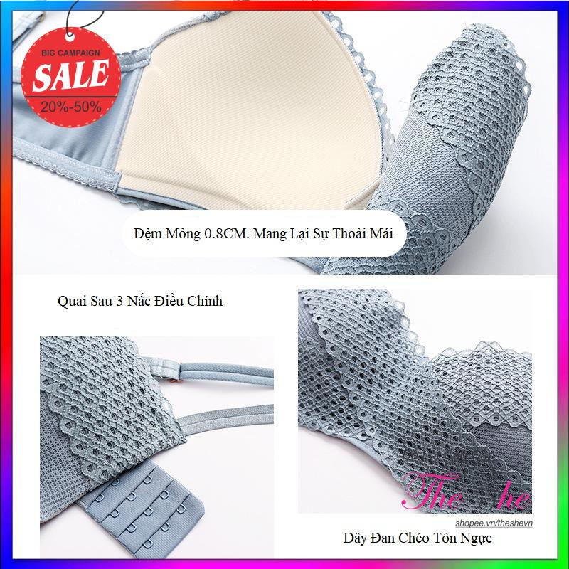 Bộ Đồ Lót Ren Chéo, Áo Lót Nâng Ngực, Đệm Mỏng, Không Gọng, Sét Đồ Ren Nữ AL28-THESHE* | BigBuy360 - bigbuy360.vn