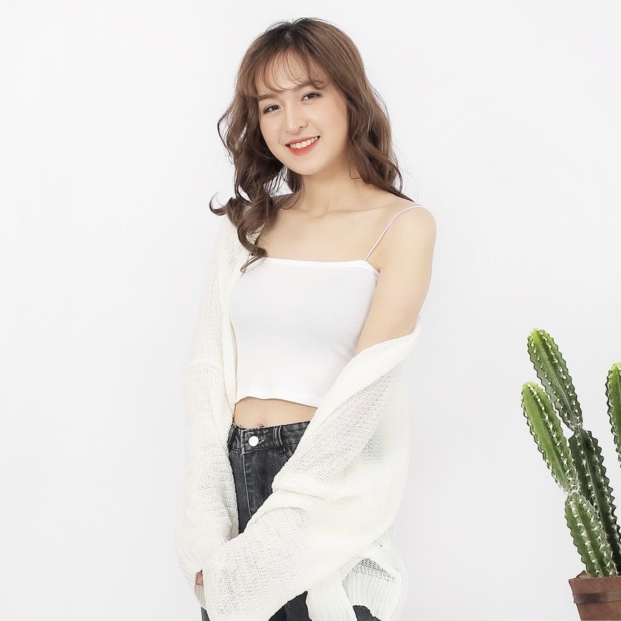 Áo 2 Dây Bún Thun Gân Croptop - CHUPPY - 2S01