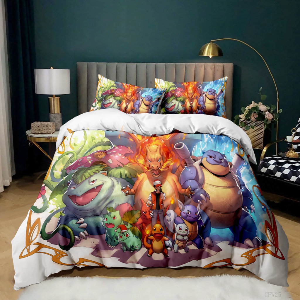 Bộ Vỏ Gối Và Ga Giường YT3 Pokémon Pikachu Đáng Yêu