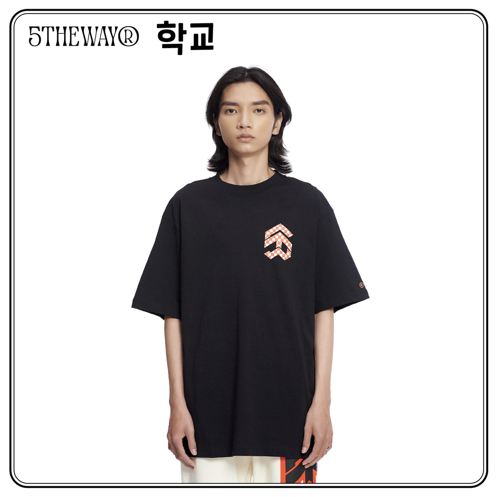 Áo thun 5THEWAY /checkerboard/ New Tee hoạ tiết Caro Màu Đen BLACK