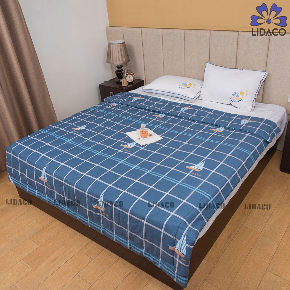 Chăn hè cotton 100% chần bông LIDACO thoáng khí, mát mẻ và bền màu 200x230cm
