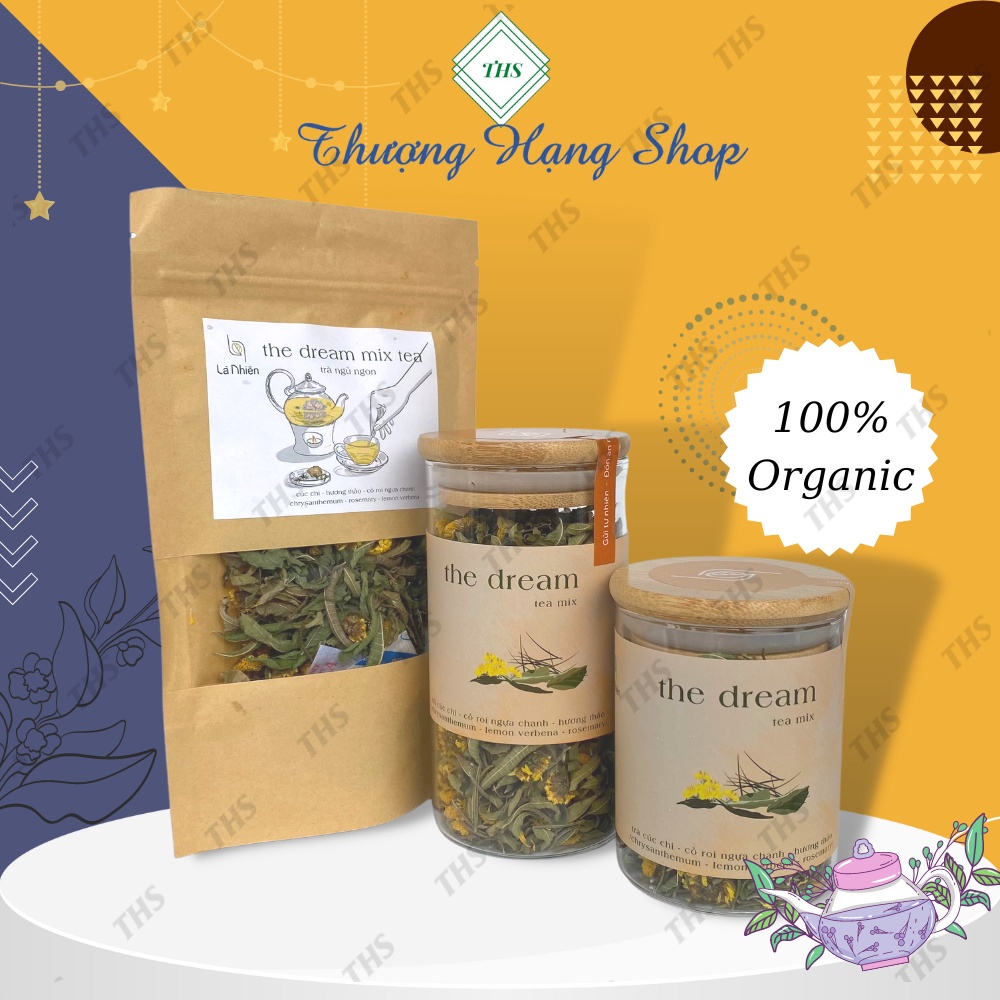 The Dream Mix Tea - Trà Ngủ Ngon Là Nhiên, thảo mộc dưỡng nhan, thuần tự nhiên, lọ thuỷ tinh