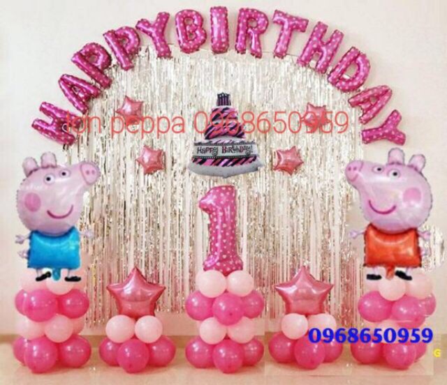 Set bóng heo peppa hồng /xanh .
