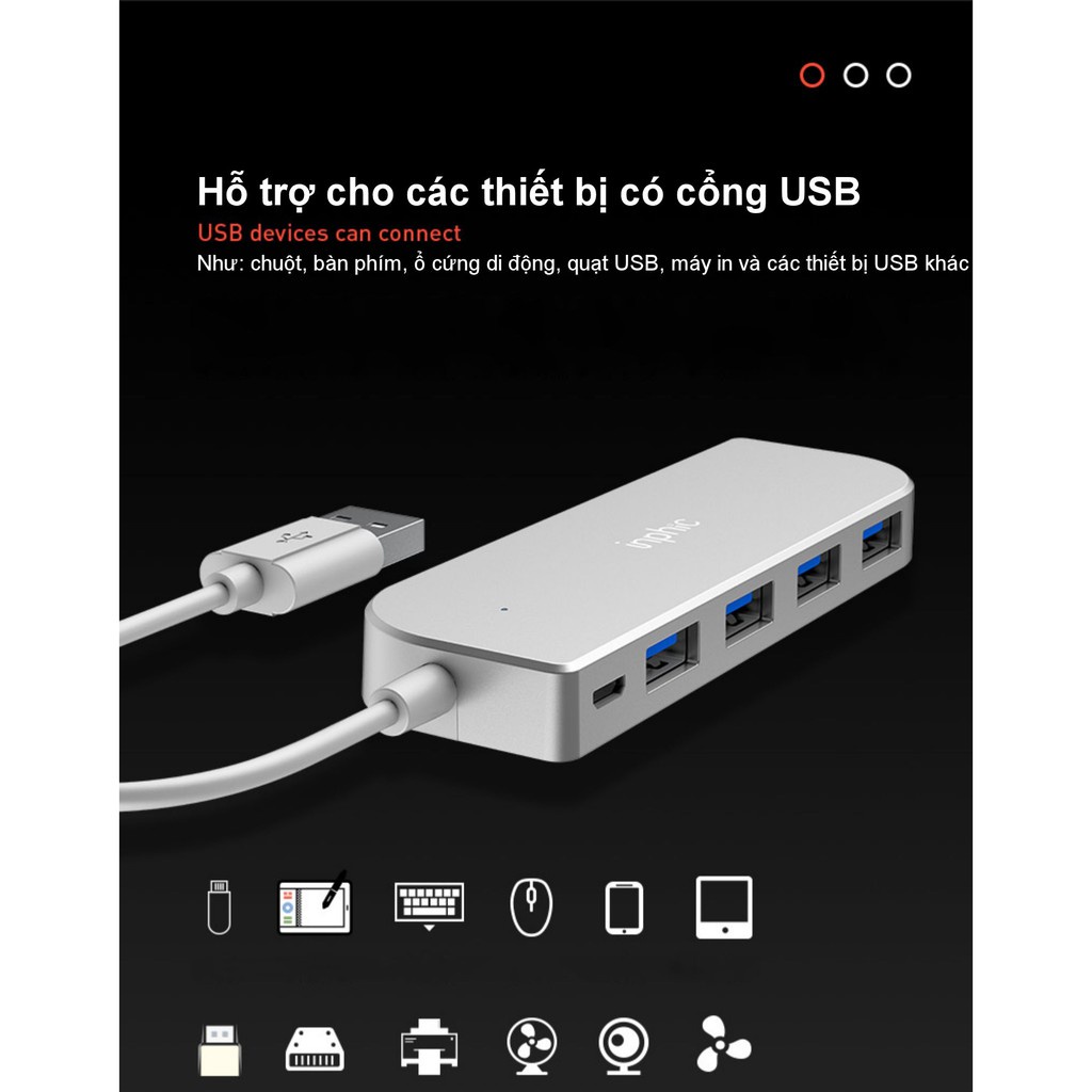 Hub USB 2.0 Năm Cổng INPHIC H6 Hỗ Trợ Tất Cả Các Dòng Máy Tính Để Mở Rộng Thêm Cổng USB - Chính Hãng