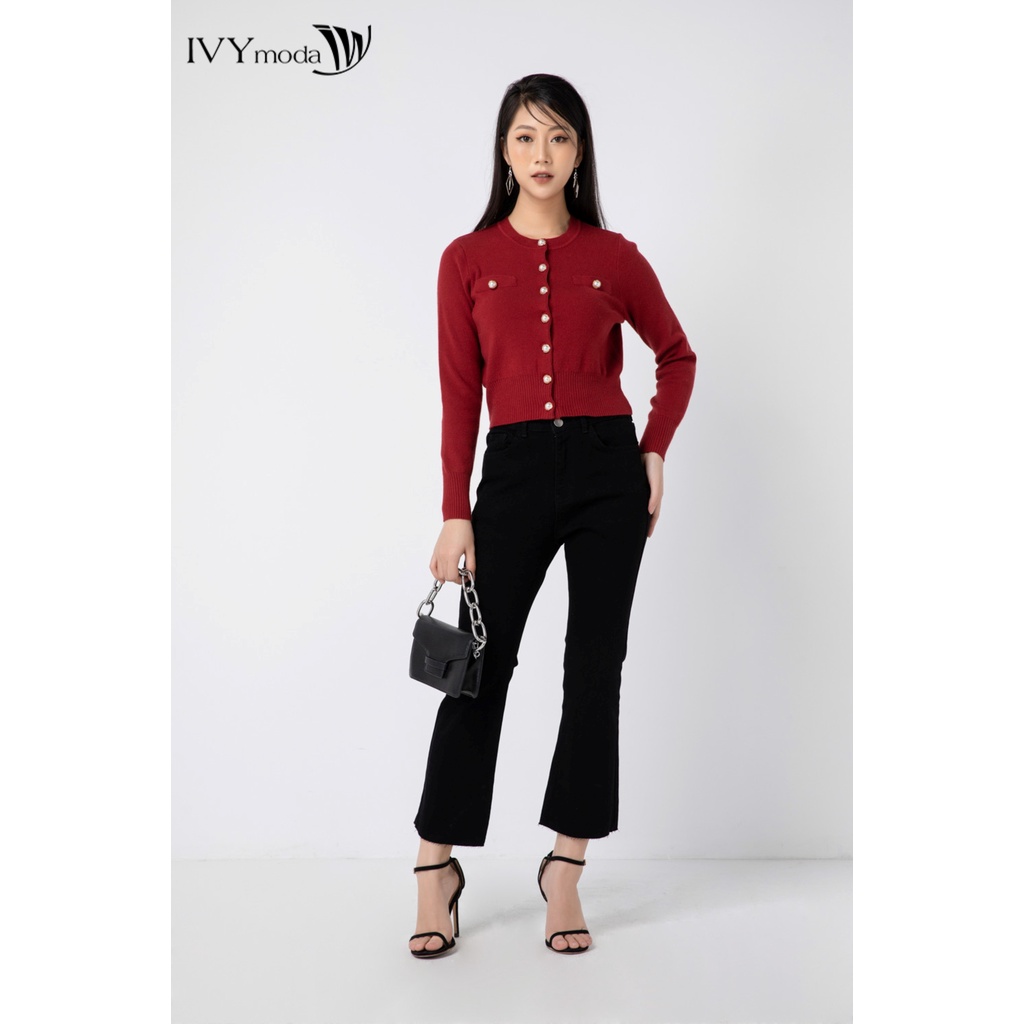 [NHẬP WABRTL5 GIẢM 10% TỐI ĐA 50K ĐH 250K ]Áo cardigan len nữ khuy ngọc IVY moda MS 77B7955