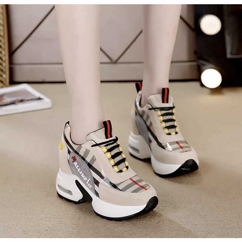 Giày Tăng Chiều Cao Cho Nữ Giày Cho Bố 7Cm Giày Thể Thao Thường Ngày Giảm Béo Đa Năng Đế Lưới  Size 37/T80