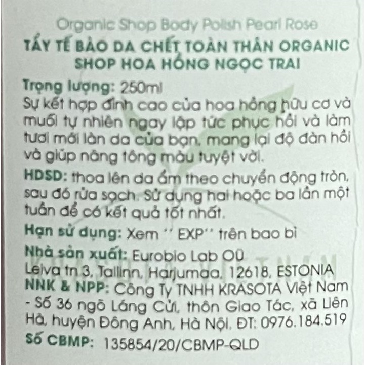 Tẩy Da Chết Body Organic Coffee &amp; Sugar Body Scrub 250ml