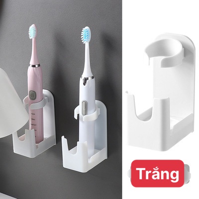 Giá Treo Bàn Chải Điện Nhựa PP Dán Tường CÓ MÓC TREO LY Tiện Dụng 4.6x6.6x10cm