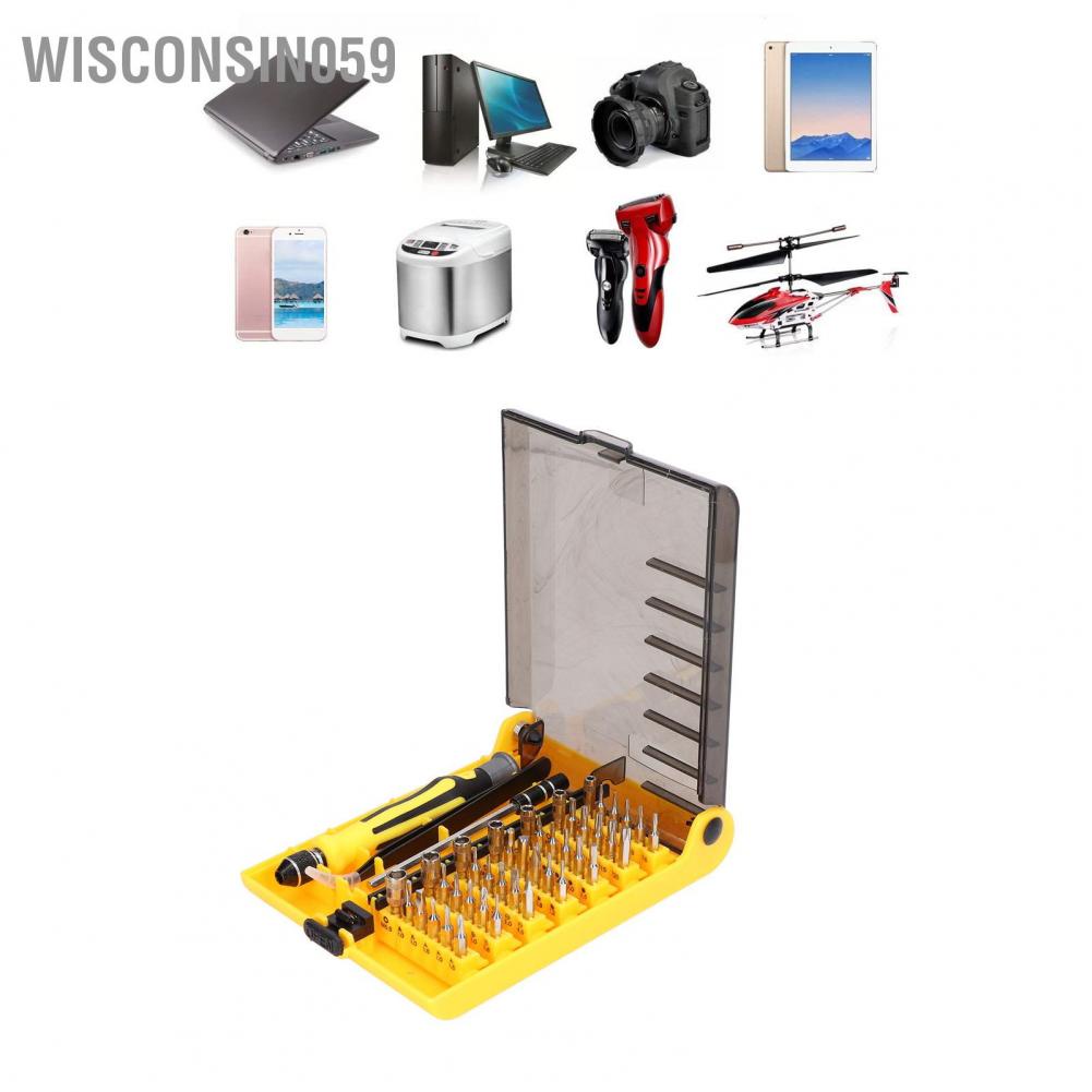 Wisconsin059 45 in 1 Mini Screwdriver Set Small Accurate Repair Bit Tools Kit with Tweezers Extension Shaft