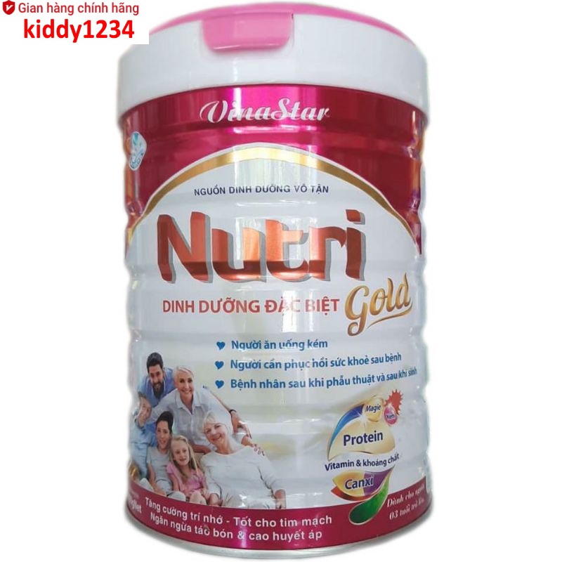 Sữa Vinastar Nutri Gold 900g dành cho người già yếu, sau phẫu thuật, người ăn uống kém