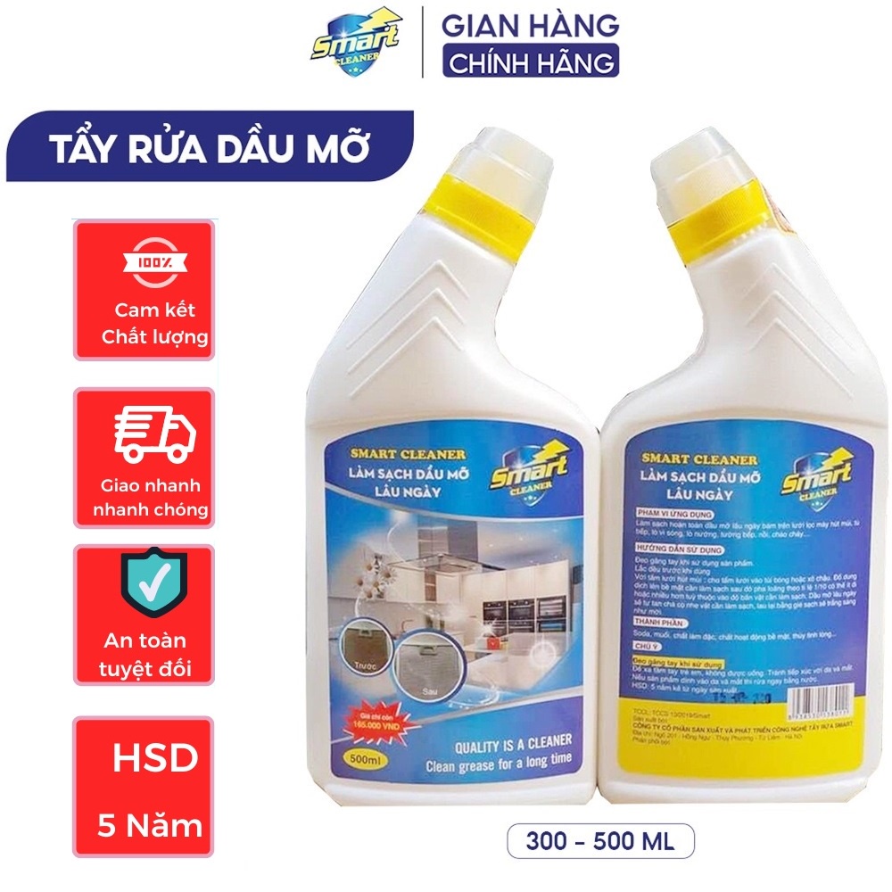 SMART CLEANER - Nước tẩy rửa dầu mỡ lâu ngày nhà bếp SMART làm sạch nhanh xoong nồi, máy hút mùi 300/500ml