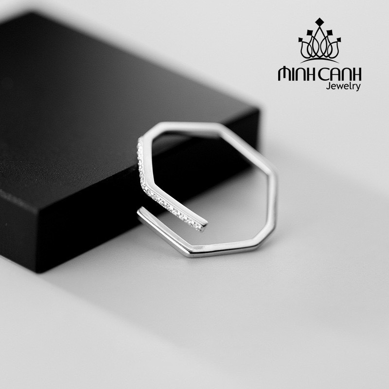 Nhẫn Bạc Nữ Cá Tính Đính Đá Dáng Hở Freesize Minh Canh Jewelry